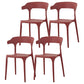 Contemporary Plastic Patio Dining Side Chair Open Back Stacking Side Chair Red 4 Piece Set Clearhalo 'Dining Chairs' 'Dining Tables & Seating' 'dining_chair' 'furn' 'furn_dining_chair' 'Furniture' 'furniture_dining_chair' 'Kitchen & Dining Furniture' 4863945