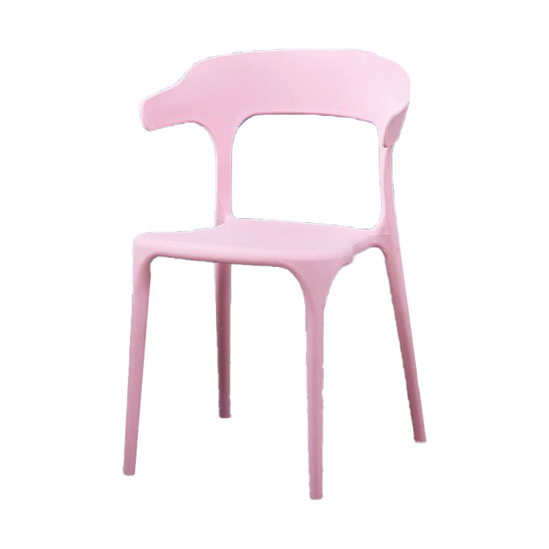 Contemporary Plastic Patio Dining Side Chair Open Back Stacking Side Chair Pink 1 Piece Clearhalo 'Dining Chairs' 'Dining Tables & Seating' 'dining_chair' 'furn' 'furn_dining_chair' 'Furniture' 'furniture_dining_chair' 'Kitchen & Dining Furniture' 4863946