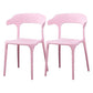 Contemporary Plastic Patio Dining Side Chair Open Back Stacking Side Chair Pink 2 Piece Set Clearhalo 'Dining Chairs' 'Dining Tables & Seating' 'dining_chair' 'furn' 'furn_dining_chair' 'Furniture' 'furniture_dining_chair' 'Kitchen & Dining Furniture' 4863948