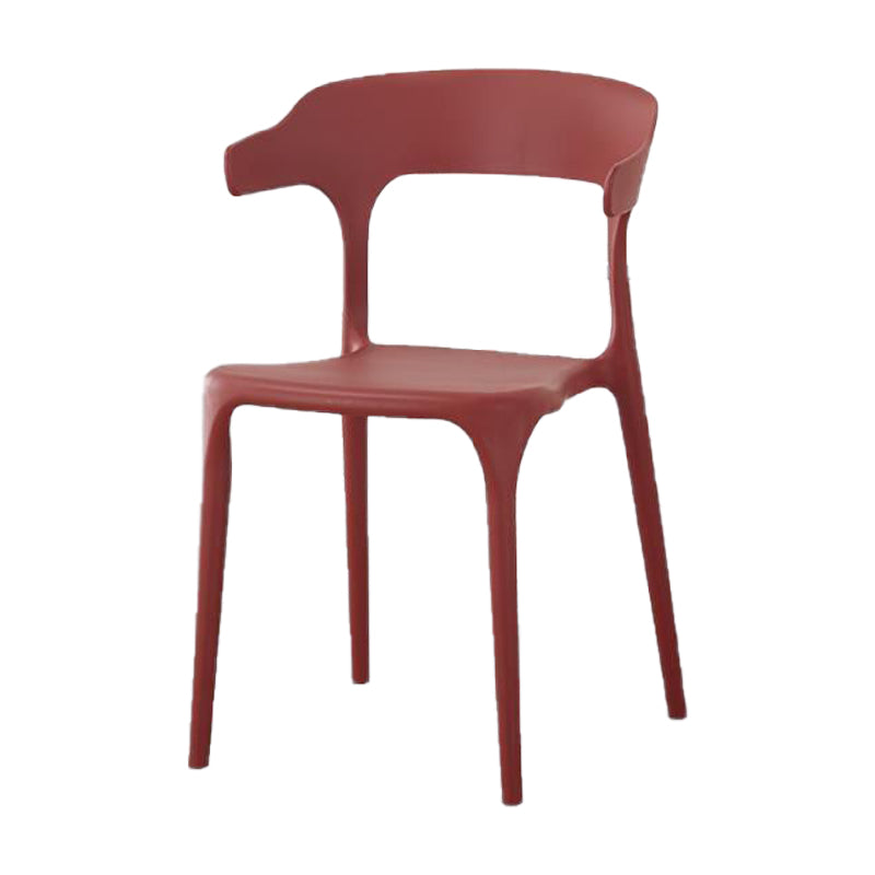Contemporary Plastic Patio Dining Side Chair Open Back Stacking Side Chair Red 1 Piece Clearhalo 'Dining Chairs' 'Dining Tables & Seating' 'dining_chair' 'furn' 'furn_dining_chair' 'Furniture' 'furniture_dining_chair' 'Kitchen & Dining Furniture' 4863950