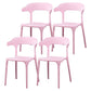 Contemporary Plastic Patio Dining Side Chair Open Back Stacking Side Chair Pink 4 Piece Set Clearhalo 'Dining Chairs' 'Dining Tables & Seating' 'dining_chair' 'furn' 'furn_dining_chair' 'Furniture' 'furniture_dining_chair' 'Kitchen & Dining Furniture' 4863951