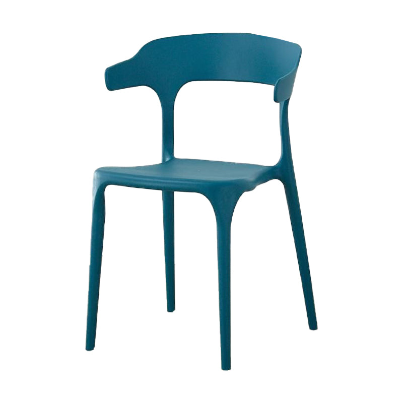 Contemporary Plastic Patio Dining Side Chair Open Back Stacking Side Chair Dark Blue 1 Piece Clearhalo 'Dining Chairs' 'Dining Tables & Seating' 'dining_chair' 'furn' 'furn_dining_chair' 'Furniture' 'furniture_dining_chair' 'Kitchen & Dining Furniture' 4863953