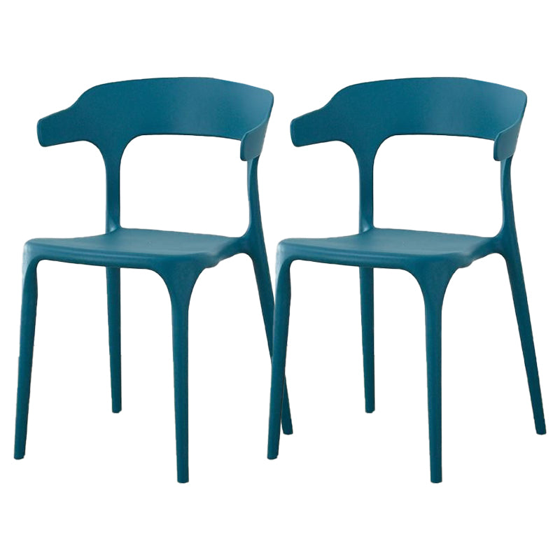 Contemporary Plastic Patio Dining Side Chair Open Back Stacking Side Chair Dark Blue 2 Piece Set Clearhalo 'Dining Chairs' 'Dining Tables & Seating' 'dining_chair' 'furn' 'furn_dining_chair' 'Furniture' 'furniture_dining_chair' 'Kitchen & Dining Furniture' 4863954