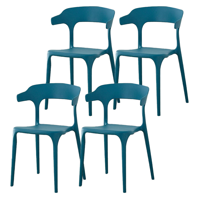 Contemporary Plastic Patio Dining Side Chair Open Back Stacking Side Chair Dark Blue 4 Piece Set Clearhalo 'Dining Chairs' 'Dining Tables & Seating' 'dining_chair' 'furn' 'furn_dining_chair' 'Furniture' 'furniture_dining_chair' 'Kitchen & Dining Furniture' 4863955