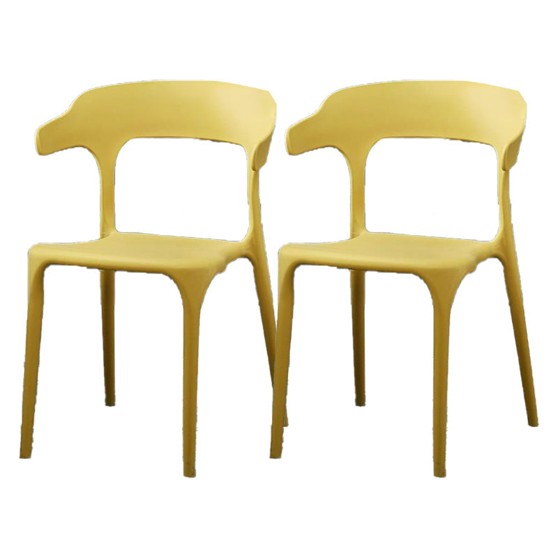 Contemporary Plastic Patio Dining Side Chair Open Back Stacking Side Chair Ginger 2 Piece Set Clearhalo 'Dining Chairs' 'Dining Tables & Seating' 'dining_chair' 'furn' 'furn_dining_chair' 'Furniture' 'furniture_dining_chair' 'Kitchen & Dining Furniture' 4863957