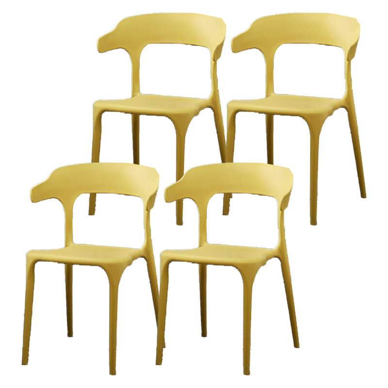 Contemporary Plastic Patio Dining Side Chair Open Back Stacking Side Chair Ginger 4 Piece Set Clearhalo 'Dining Chairs' 'Dining Tables & Seating' 'dining_chair' 'furn' 'furn_dining_chair' 'Furniture' 'furniture_dining_chair' 'Kitchen & Dining Furniture' 4863958