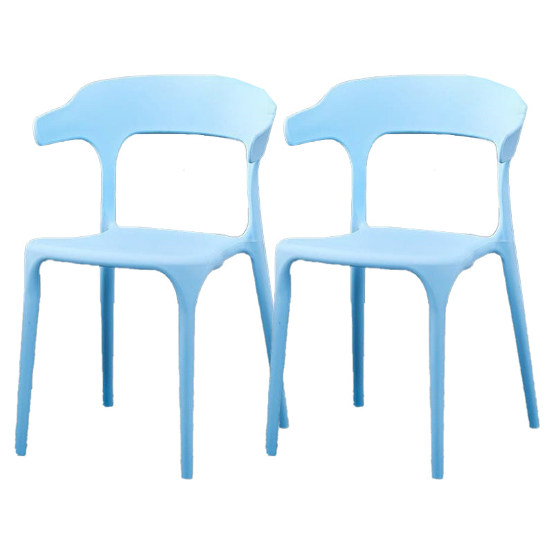 Contemporary Plastic Patio Dining Side Chair Open Back Stacking Side Chair Light Blue 2 Piece Set Clearhalo 'Dining Chairs' 'Dining Tables & Seating' 'dining_chair' 'furn' 'furn_dining_chair' 'Furniture' 'furniture_dining_chair' 'Kitchen & Dining Furniture' 4863960