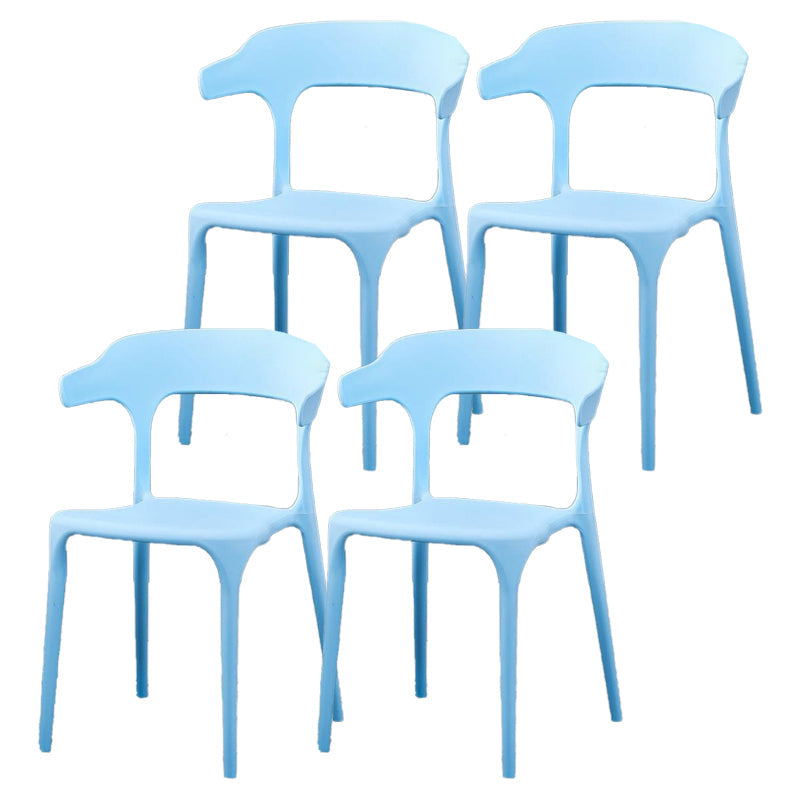 Contemporary Plastic Patio Dining Side Chair Open Back Stacking Side Chair Light Blue 4 Piece Set Clearhalo 'Dining Chairs' 'Dining Tables & Seating' 'dining_chair' 'furn' 'furn_dining_chair' 'Furniture' 'furniture_dining_chair' 'Kitchen & Dining Furniture' 4863961