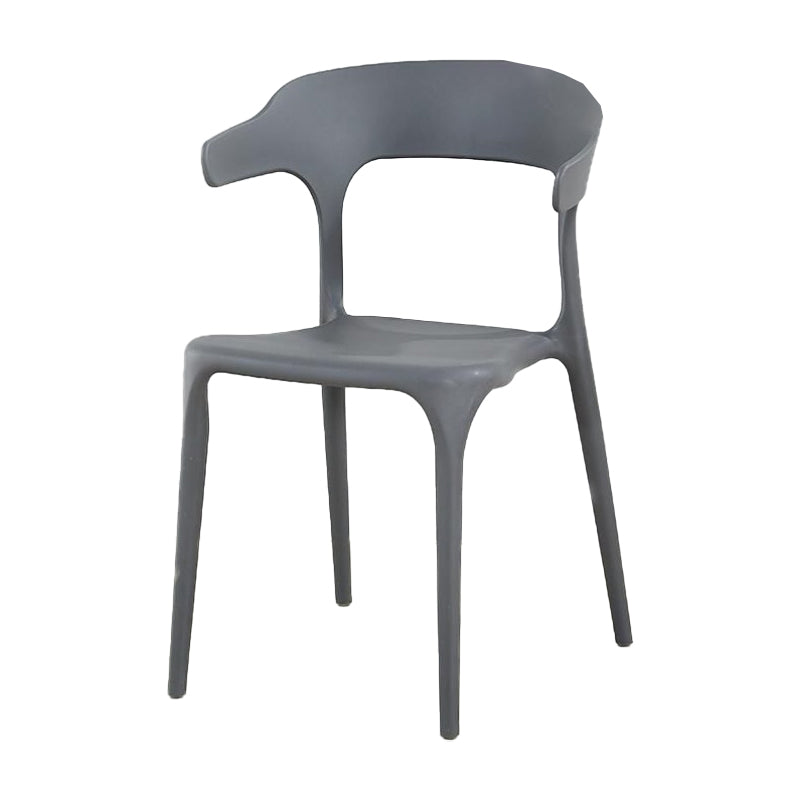 Contemporary Plastic Patio Dining Side Chair Open Back Stacking Side Chair Dark Gray 1 Piece Clearhalo 'Dining Chairs' 'Dining Tables & Seating' 'dining_chair' 'furn' 'furn_dining_chair' 'Furniture' 'furniture_dining_chair' 'Kitchen & Dining Furniture' 4863962