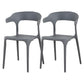 Contemporary Plastic Patio Dining Side Chair Open Back Stacking Side Chair Dark Gray 2 Piece Set Clearhalo 'Dining Chairs' 'Dining Tables & Seating' 'dining_chair' 'furn' 'furn_dining_chair' 'Furniture' 'furniture_dining_chair' 'Kitchen & Dining Furniture' 4863963