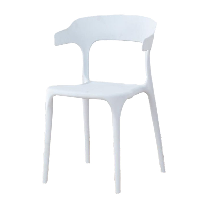 Contemporary Plastic Patio Dining Side Chair Open Back Stacking Side Chair White 1 Piece Clearhalo 'Dining Chairs' 'Dining Tables & Seating' 'dining_chair' 'furn' 'furn_dining_chair' 'Furniture' 'furniture_dining_chair' 'Kitchen & Dining Furniture' 4863965