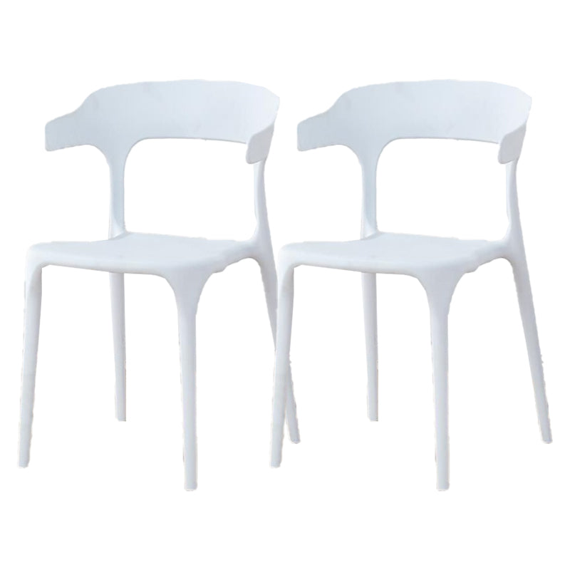 Contemporary Plastic Patio Dining Side Chair Open Back Stacking Side Chair White 2 Piece Set Clearhalo 'Dining Chairs' 'Dining Tables & Seating' 'dining_chair' 'furn' 'furn_dining_chair' 'Furniture' 'furniture_dining_chair' 'Kitchen & Dining Furniture' 4863966