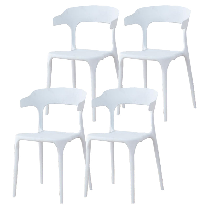 Contemporary Plastic Patio Dining Side Chair Open Back Stacking Side Chair White 4 Piece Set Clearhalo 'Dining Chairs' 'Dining Tables & Seating' 'dining_chair' 'furn' 'furn_dining_chair' 'Furniture' 'furniture_dining_chair' 'Kitchen & Dining Furniture' 4863967