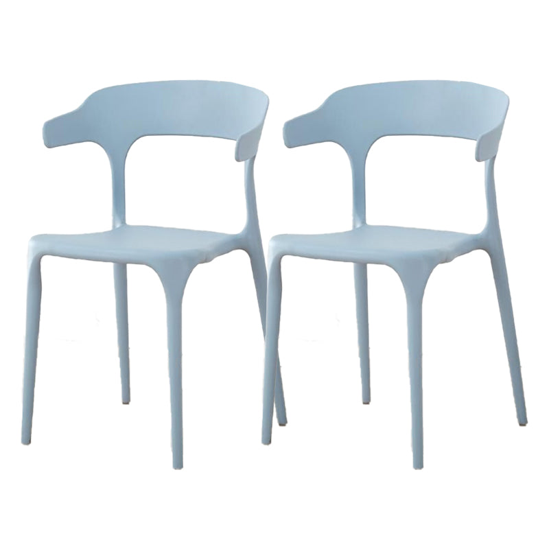 Contemporary Plastic Patio Dining Side Chair Open Back Stacking Side Chair Light Gray 2 Piece Set Clearhalo 'Dining Chairs' 'Dining Tables & Seating' 'dining_chair' 'furn' 'furn_dining_chair' 'Furniture' 'furniture_dining_chair' 'Kitchen & Dining Furniture' 4863969