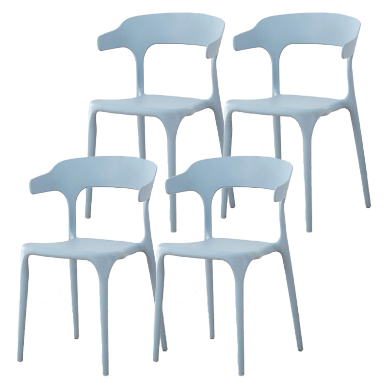 Contemporary Plastic Patio Dining Side Chair Open Back Stacking Side Chair Light Gray 4 Piece Set Clearhalo 'Dining Chairs' 'Dining Tables & Seating' 'dining_chair' 'furn' 'furn_dining_chair' 'Furniture' 'furniture_dining_chair' 'Kitchen & Dining Furniture' 4863970