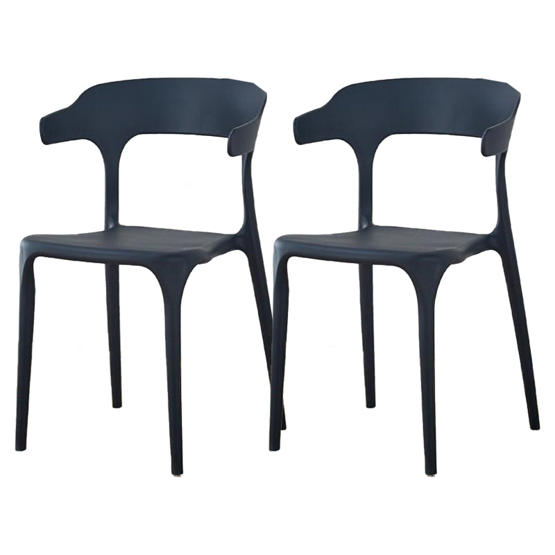Contemporary Plastic Patio Dining Side Chair Open Back Stacking Side Chair Black 2 Piece Set Clearhalo 'Dining Chairs' 'Dining Tables & Seating' 'dining_chair' 'furn' 'furn_dining_chair' 'Furniture' 'furniture_dining_chair' 'Kitchen & Dining Furniture' 4863972