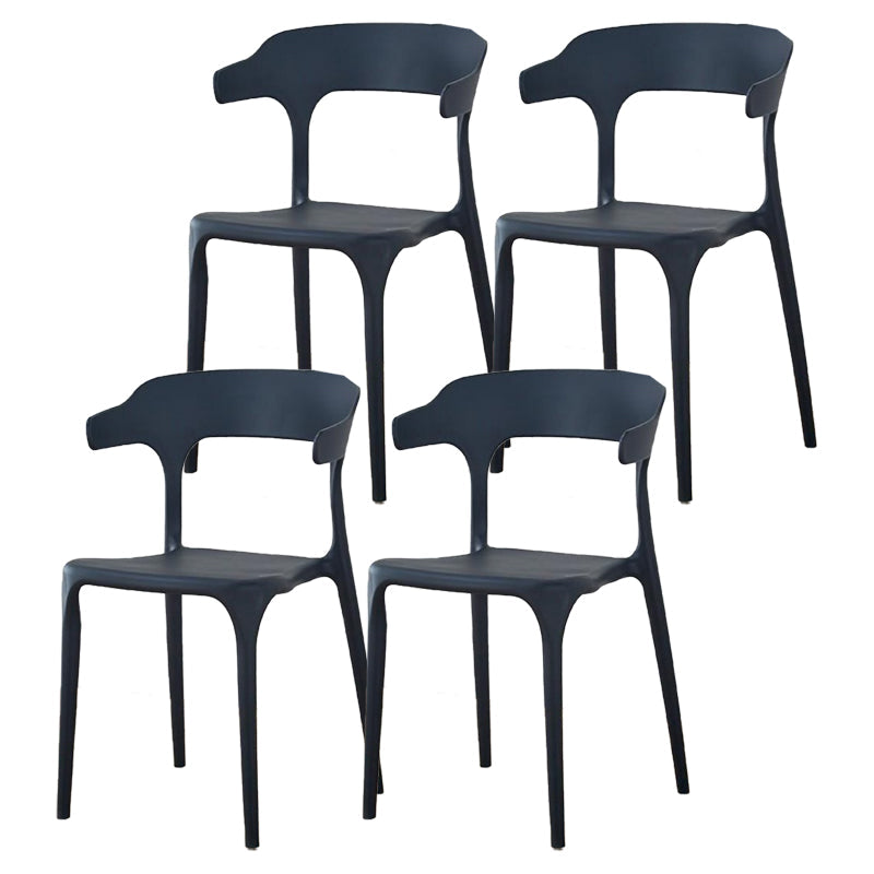 Contemporary Plastic Patio Dining Side Chair Open Back Stacking Side Chair Black 4 Piece Set Clearhalo 'Dining Chairs' 'Dining Tables & Seating' 'dining_chair' 'furn' 'furn_dining_chair' 'Furniture' 'furniture_dining_chair' 'Kitchen & Dining Furniture' 4863973