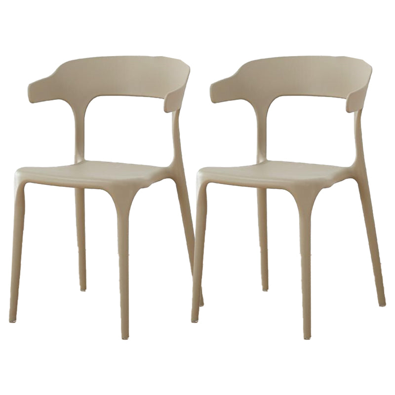 Contemporary Plastic Patio Dining Side Chair Open Back Stacking Side Chair Camel 2 Piece Set Clearhalo 'Dining Chairs' 'Dining Tables & Seating' 'dining_chair' 'furn' 'furn_dining_chair' 'Furniture' 'furniture_dining_chair' 'Kitchen & Dining Furniture' 4863975