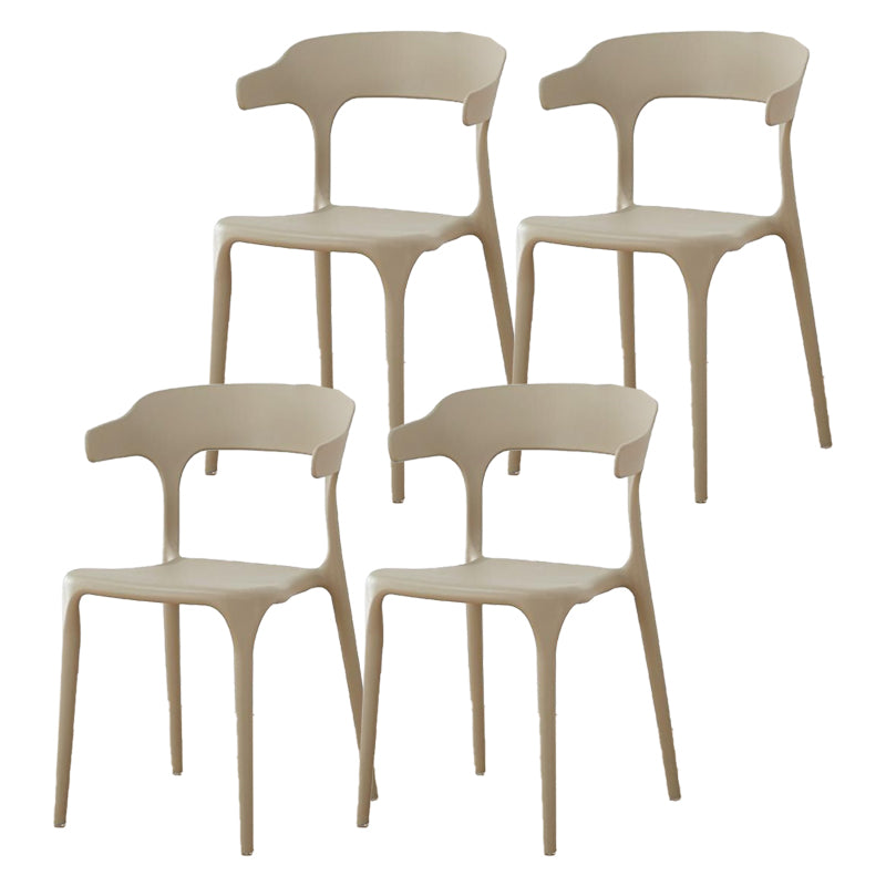 Contemporary Plastic Patio Dining Side Chair Open Back Stacking Side Chair Camel 4 Piece Set Clearhalo 'Dining Chairs' 'Dining Tables & Seating' 'dining_chair' 'furn' 'furn_dining_chair' 'Furniture' 'furniture_dining_chair' 'Kitchen & Dining Furniture' 4863976