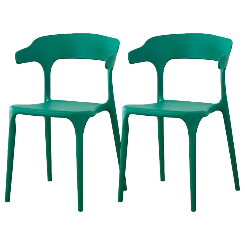Contemporary Plastic Patio Dining Side Chair Open Back Stacking Side Chair Green 2 Piece Set Clearhalo 'Dining Chairs' 'Dining Tables & Seating' 'dining_chair' 'furn' 'furn_dining_chair' 'Furniture' 'furniture_dining_chair' 'Kitchen & Dining Furniture' 4863978