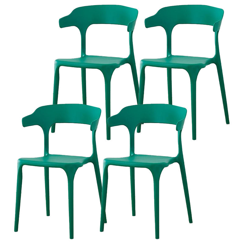 Contemporary Plastic Patio Dining Side Chair Open Back Stacking Side Chair Green 4 Piece Set Clearhalo 'Dining Chairs' 'Dining Tables & Seating' 'dining_chair' 'furn' 'furn_dining_chair' 'Furniture' 'furniture_dining_chair' 'Kitchen & Dining Furniture' 4863979