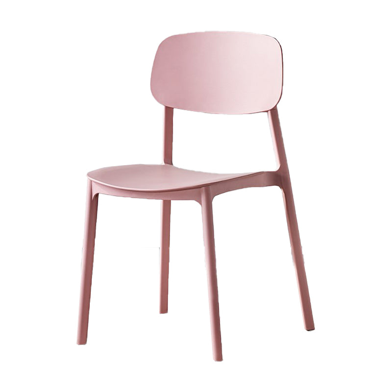 Scandinavian Plastic Patio Dining Side Chair Open Back Stacking Side Chair Pink 1 Piece Clearhalo 'Dining Chairs' 'Dining Tables & Seating' 'dining_chair' 'furn' 'furn_dining_chair' 'Furniture' 'furniture_dining_chair' 'Kitchen & Dining Furniture' 4863985