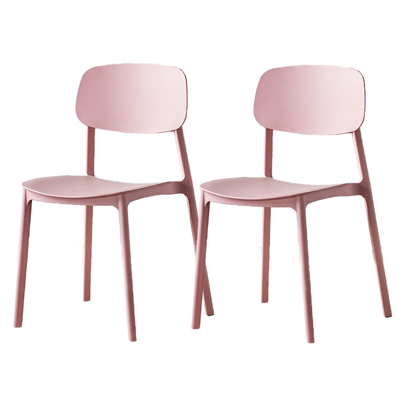 Scandinavian Plastic Patio Dining Side Chair Open Back Stacking Side Chair Pink 2 Piece Set Clearhalo 'Dining Chairs' 'Dining Tables & Seating' 'dining_chair' 'furn' 'furn_dining_chair' 'Furniture' 'furniture_dining_chair' 'Kitchen & Dining Furniture' 4863988