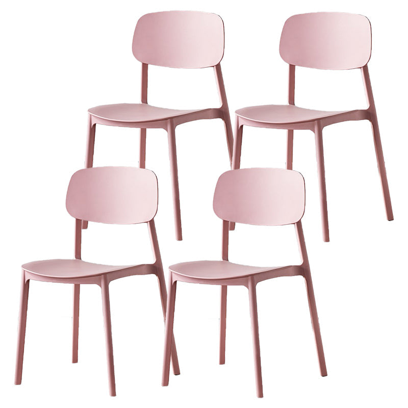 Scandinavian Plastic Patio Dining Side Chair Open Back Stacking Side Chair Pink 4 Piece Set Clearhalo 'Dining Chairs' 'Dining Tables & Seating' 'dining_chair' 'furn' 'furn_dining_chair' 'Furniture' 'furniture_dining_chair' 'Kitchen & Dining Furniture' 4863990