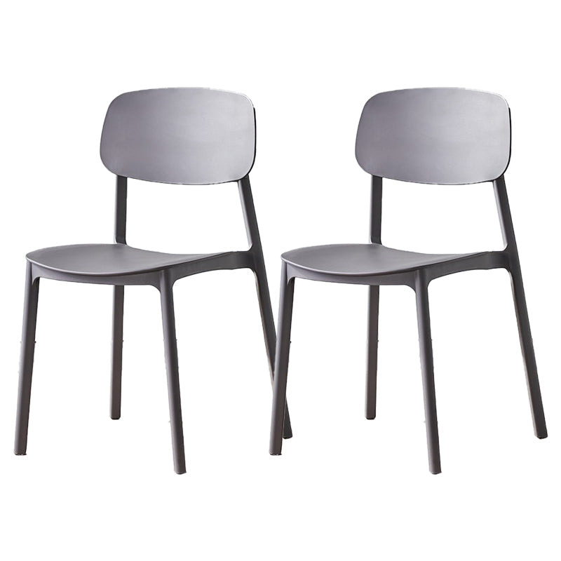 Scandinavian Plastic Patio Dining Side Chair Open Back Stacking Side Chair Grey 2 Piece Set Clearhalo 'Dining Chairs' 'Dining Tables & Seating' 'dining_chair' 'furn' 'furn_dining_chair' 'Furniture' 'furniture_dining_chair' 'Kitchen & Dining Furniture' 4863993