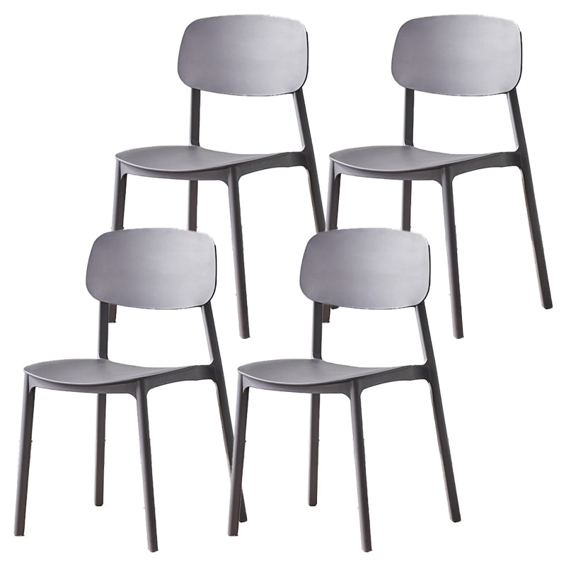 Scandinavian Plastic Patio Dining Side Chair Open Back Stacking Side Chair Grey 4 Piece Set Clearhalo 'Dining Chairs' 'Dining Tables & Seating' 'dining_chair' 'furn' 'furn_dining_chair' 'Furniture' 'furniture_dining_chair' 'Kitchen & Dining Furniture' 4863996