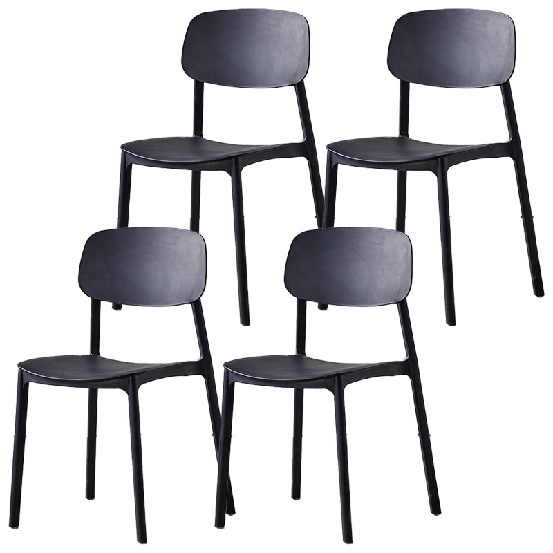 Scandinavian Plastic Patio Dining Side Chair Open Back Stacking Side Chair Black 4 Piece Set Clearhalo 'Dining Chairs' 'Dining Tables & Seating' 'dining_chair' 'furn' 'furn_dining_chair' 'Furniture' 'furniture_dining_chair' 'Kitchen & Dining Furniture' 4864001