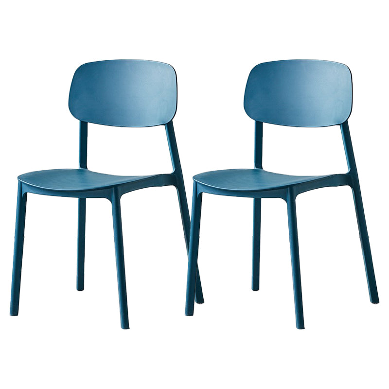 Scandinavian Plastic Patio Dining Side Chair Open Back Stacking Side Chair Blue 2 Piece Set Clearhalo 'Dining Chairs' 'Dining Tables & Seating' 'dining_chair' 'furn' 'furn_dining_chair' 'Furniture' 'furniture_dining_chair' 'Kitchen & Dining Furniture' 4864009
