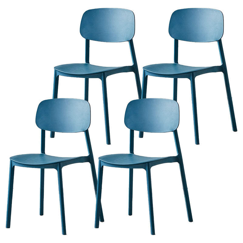 Scandinavian Plastic Patio Dining Side Chair Open Back Stacking Side Chair Blue 4 Piece Set Clearhalo 'Dining Chairs' 'Dining Tables & Seating' 'dining_chair' 'furn' 'furn_dining_chair' 'Furniture' 'furniture_dining_chair' 'Kitchen & Dining Furniture' 4864010
