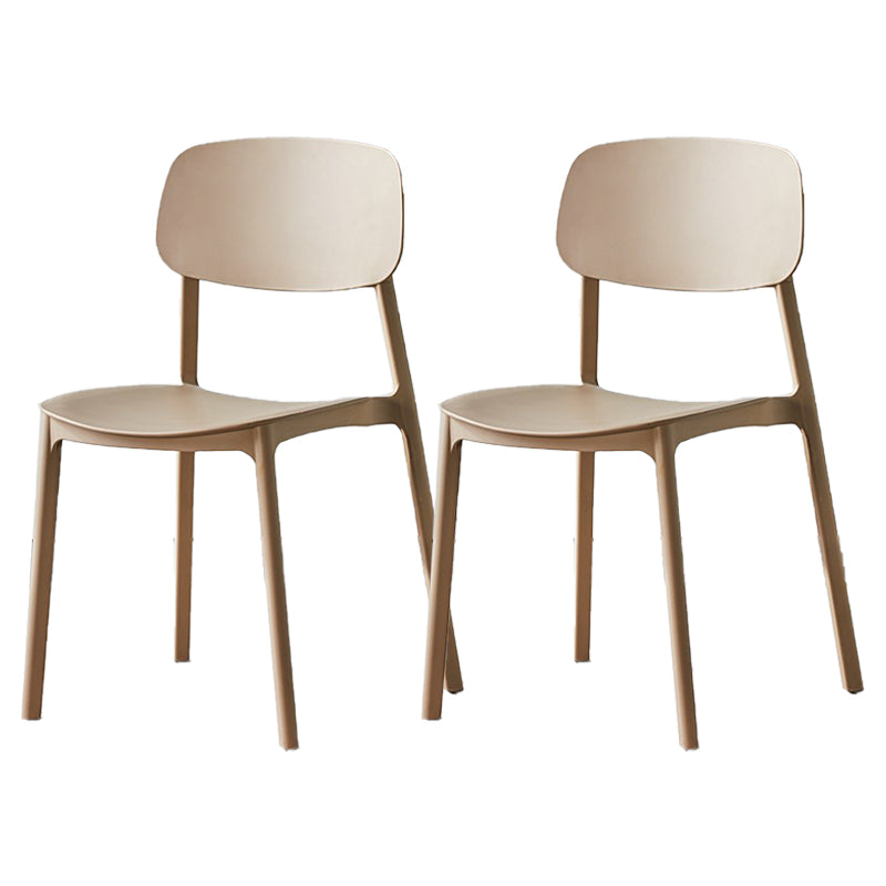 Scandinavian Plastic Patio Dining Side Chair Open Back Stacking Side Chair Camel 2 Piece Set Clearhalo 'Dining Chairs' 'Dining Tables & Seating' 'dining_chair' 'furn' 'furn_dining_chair' 'Furniture' 'furniture_dining_chair' 'Kitchen & Dining Furniture' 4864015