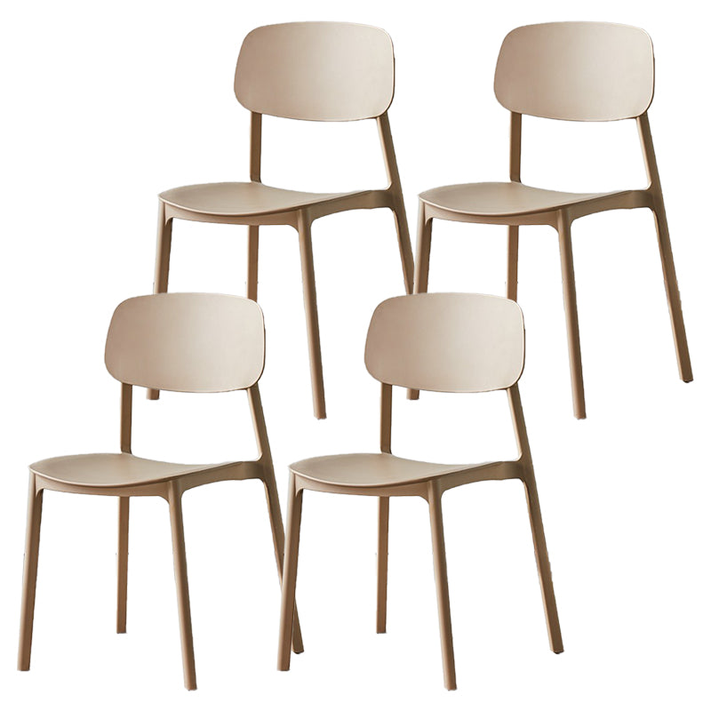 Scandinavian Plastic Patio Dining Side Chair Open Back Stacking Side Chair Camel 4 Piece Set Clearhalo 'Dining Chairs' 'Dining Tables & Seating' 'dining_chair' 'furn' 'furn_dining_chair' 'Furniture' 'furniture_dining_chair' 'Kitchen & Dining Furniture' 4864016