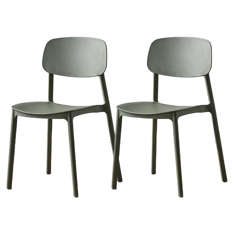 Scandinavian Plastic Patio Dining Side Chair Open Back Stacking Side Chair Army Green 2 Piece Set Clearhalo 'Dining Chairs' 'Dining Tables & Seating' 'dining_chair' 'furn' 'furn_dining_chair' 'Furniture' 'furniture_dining_chair' 'Kitchen & Dining Furniture' 4864018