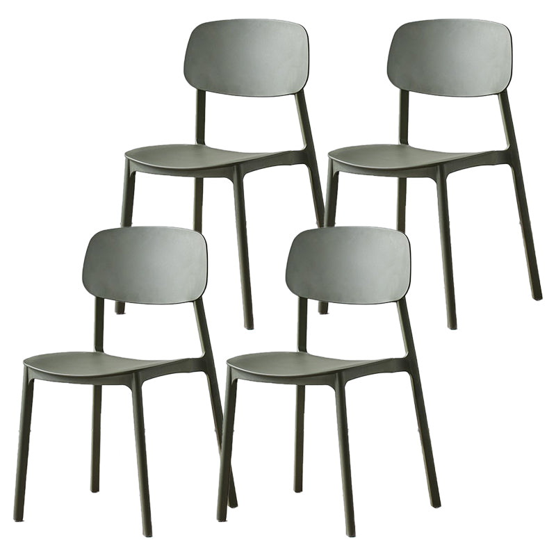 Scandinavian Plastic Patio Dining Side Chair Open Back Stacking Side Chair Army Green 4 Piece Set Clearhalo 'Dining Chairs' 'Dining Tables & Seating' 'dining_chair' 'furn' 'furn_dining_chair' 'Furniture' 'furniture_dining_chair' 'Kitchen & Dining Furniture' 4864019