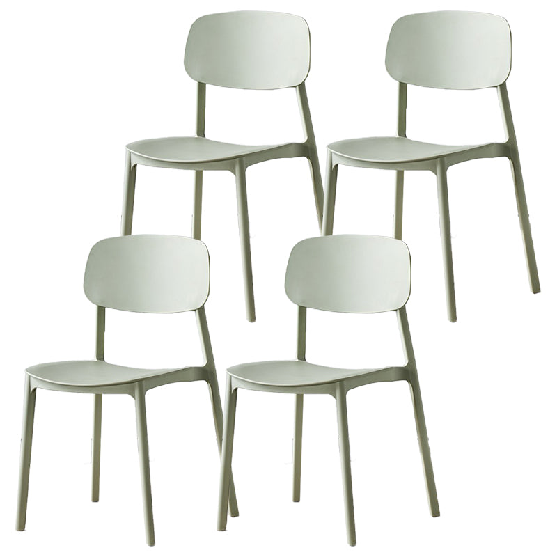 Scandinavian Plastic Patio Dining Side Chair Open Back Stacking Side Chair Light Green 4 Piece Set Clearhalo 'Dining Chairs' 'Dining Tables & Seating' 'dining_chair' 'furn' 'furn_dining_chair' 'Furniture' 'furniture_dining_chair' 'Kitchen & Dining Furniture' 4864022