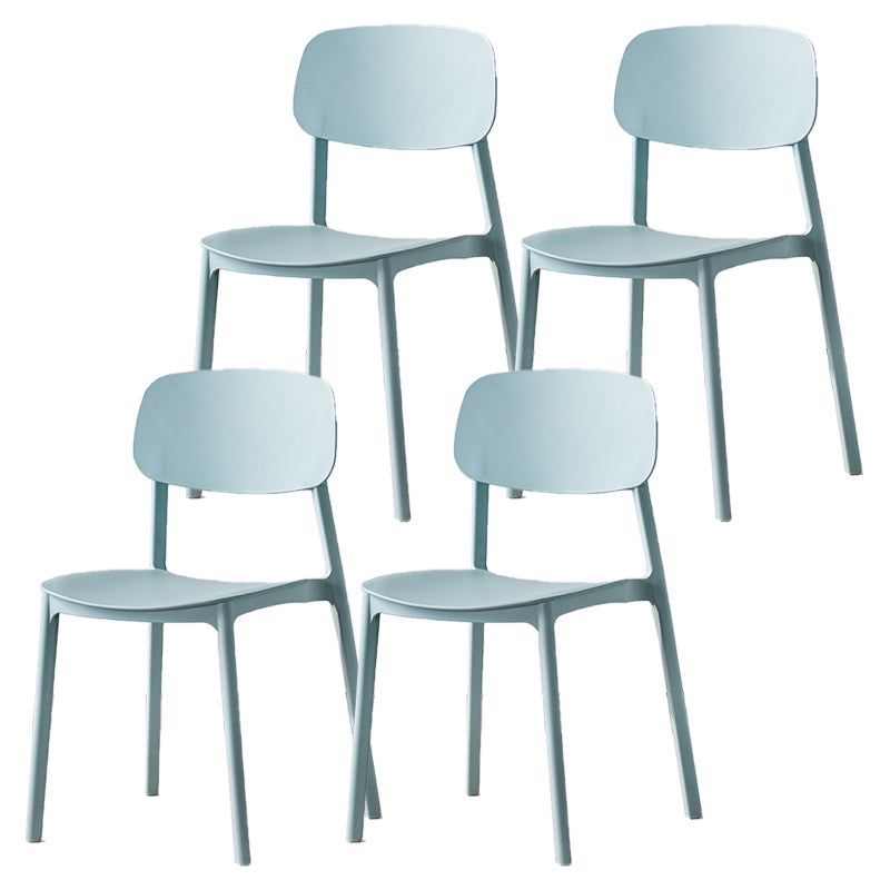 Scandinavian Plastic Patio Dining Side Chair Open Back Stacking Side Chair Sky Blue 4 Piece Set Clearhalo 'Dining Chairs' 'Dining Tables & Seating' 'dining_chair' 'furn' 'furn_dining_chair' 'Furniture' 'furniture_dining_chair' 'Kitchen & Dining Furniture' 4864025