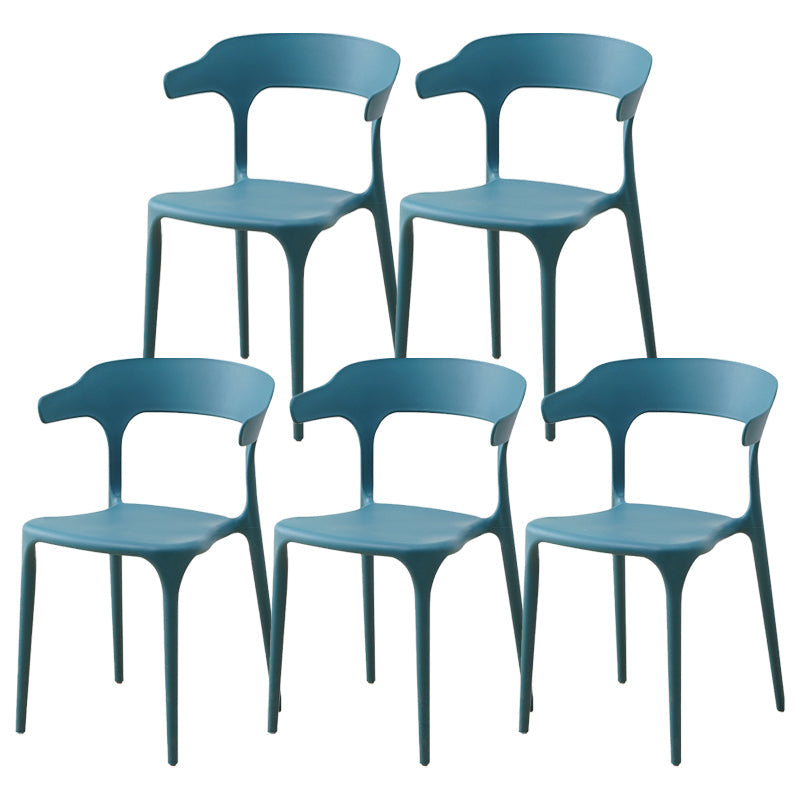 Contemporary Plastic Home Dining Side Chair Open Back Stacking Side Chair Dark Blue 5 Piece Set Clearhalo 'Dining Chairs' 'Dining Tables & Seating' 'dining_chair' 'furn' 'furn_dining_chair' 'Furniture' 'furniture_dining_chair' 'Kitchen & Dining Furniture' 4864031