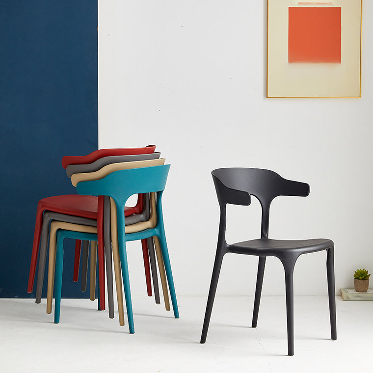 Contemporary Plastic Home Dining Side Chair Open Back Stacking Side Chair Clearhalo 'Dining Chairs' 'Dining Tables & Seating' 'dining_chair' 'furn' 'furn_dining_chair' 'Furniture' 'furniture_dining_chair' 'Kitchen & Dining Furniture' 4864034