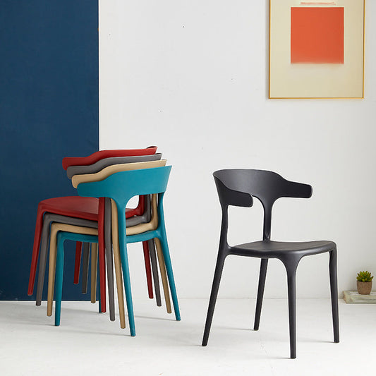 Contemporary Plastic Home Dining Side Chair Open Back Stacking Side Chair Clearhalo 'Dining Chairs' 'Dining Tables & Seating' 'dining_chair' 'furn' 'furn_dining_chair' 'Furniture' 'furniture_dining_chair' 'Kitchen & Dining Furniture' 4864034