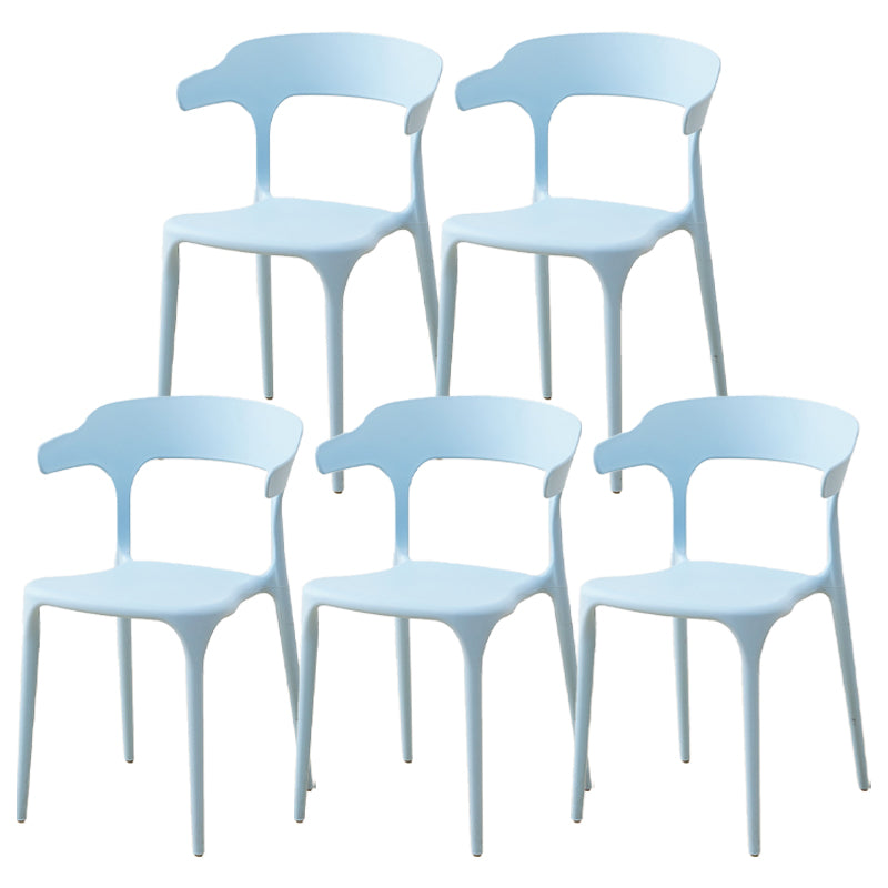 Contemporary Plastic Home Dining Side Chair Open Back Stacking Side Chair Light Blue 5 Piece Set Clearhalo 'Dining Chairs' 'Dining Tables & Seating' 'dining_chair' 'furn' 'furn_dining_chair' 'Furniture' 'furniture_dining_chair' 'Kitchen & Dining Furniture' 4864037