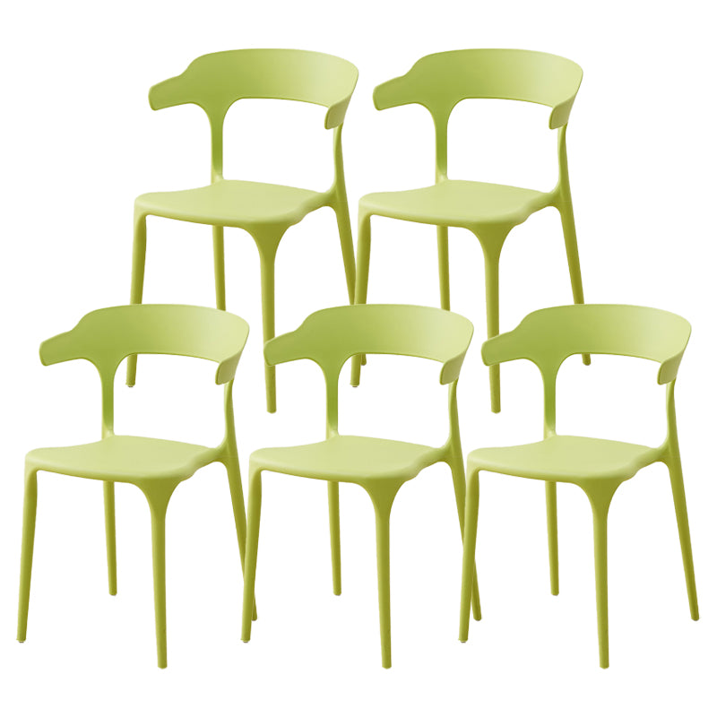 Contemporary Plastic Home Dining Side Chair Open Back Stacking Side Chair Light Green 5 Piece Set Clearhalo 'Dining Chairs' 'Dining Tables & Seating' 'dining_chair' 'furn' 'furn_dining_chair' 'Furniture' 'furniture_dining_chair' 'Kitchen & Dining Furniture' 4864043