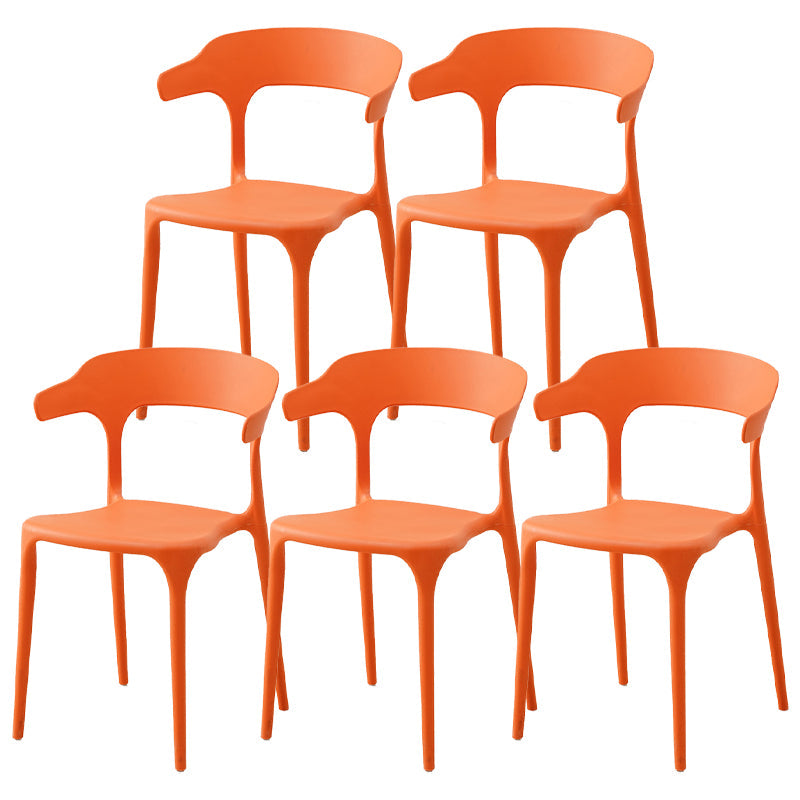 Contemporary Plastic Home Dining Side Chair Open Back Stacking Side Chair Orange 5 Piece Set Clearhalo 'Dining Chairs' 'Dining Tables & Seating' 'dining_chair' 'furn' 'furn_dining_chair' 'Furniture' 'furniture_dining_chair' 'Kitchen & Dining Furniture' 4864048