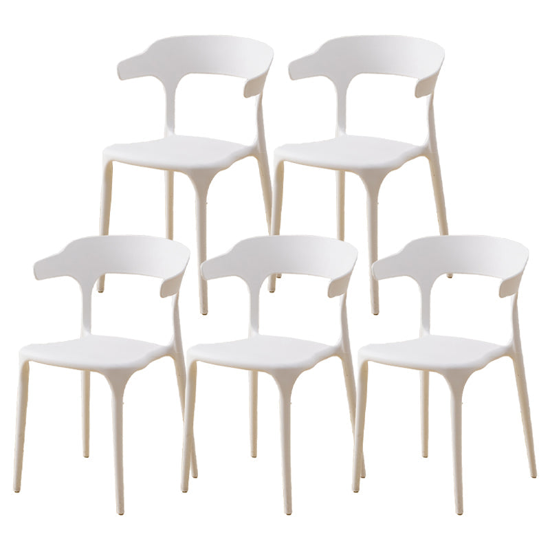 Contemporary Plastic Home Dining Side Chair Open Back Stacking Side Chair White 5 Piece Set Clearhalo 'Dining Chairs' 'Dining Tables & Seating' 'dining_chair' 'furn' 'furn_dining_chair' 'Furniture' 'furniture_dining_chair' 'Kitchen & Dining Furniture' 4864049