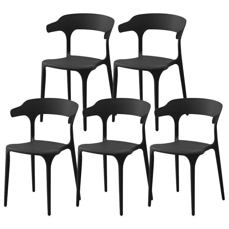 Contemporary Plastic Home Dining Side Chair Open Back Stacking Side Chair Black 5 Piece Set Clearhalo 'Dining Chairs' 'Dining Tables & Seating' 'dining_chair' 'furn' 'furn_dining_chair' 'Furniture' 'furniture_dining_chair' 'Kitchen & Dining Furniture' 4864050