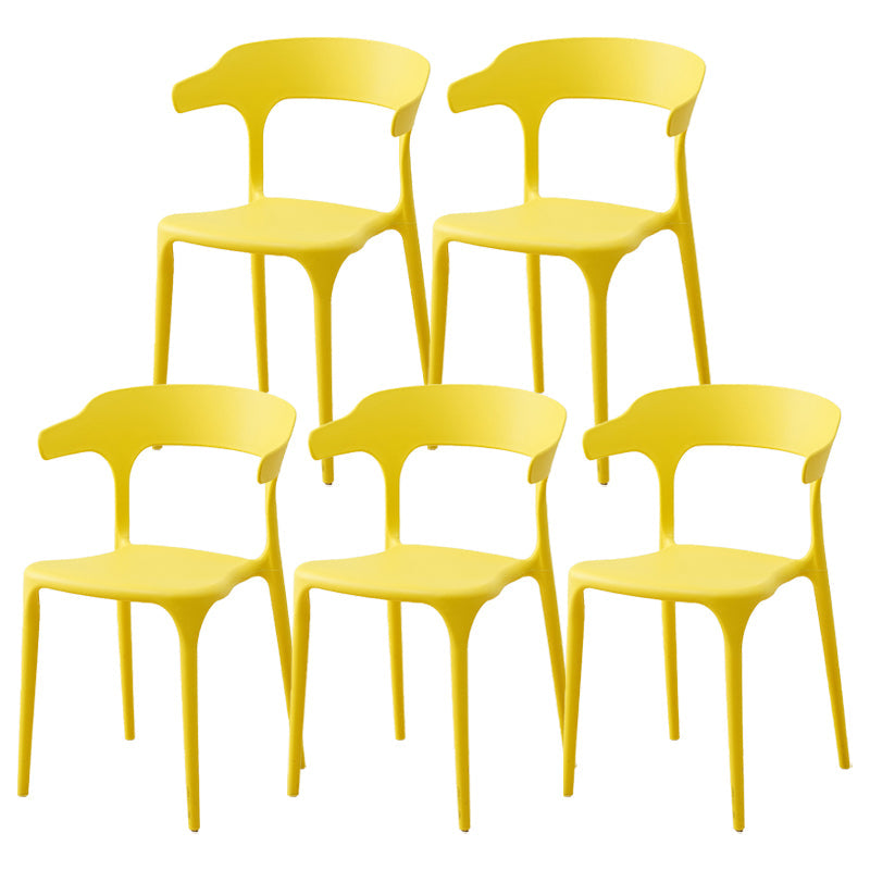 Contemporary Plastic Home Dining Side Chair Open Back Stacking Side Chair Yellow 5 Piece Set Clearhalo 'Dining Chairs' 'Dining Tables & Seating' 'dining_chair' 'furn' 'furn_dining_chair' 'Furniture' 'furniture_dining_chair' 'Kitchen & Dining Furniture' 4864051