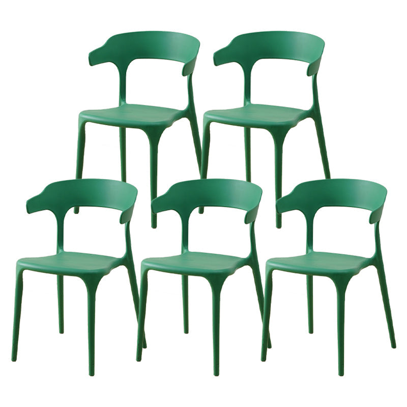Contemporary Plastic Home Dining Side Chair Open Back Stacking Side Chair Dark Green 5 Piece Set Clearhalo 'Dining Chairs' 'Dining Tables & Seating' 'dining_chair' 'furn' 'furn_dining_chair' 'Furniture' 'furniture_dining_chair' 'Kitchen & Dining Furniture' 4864053