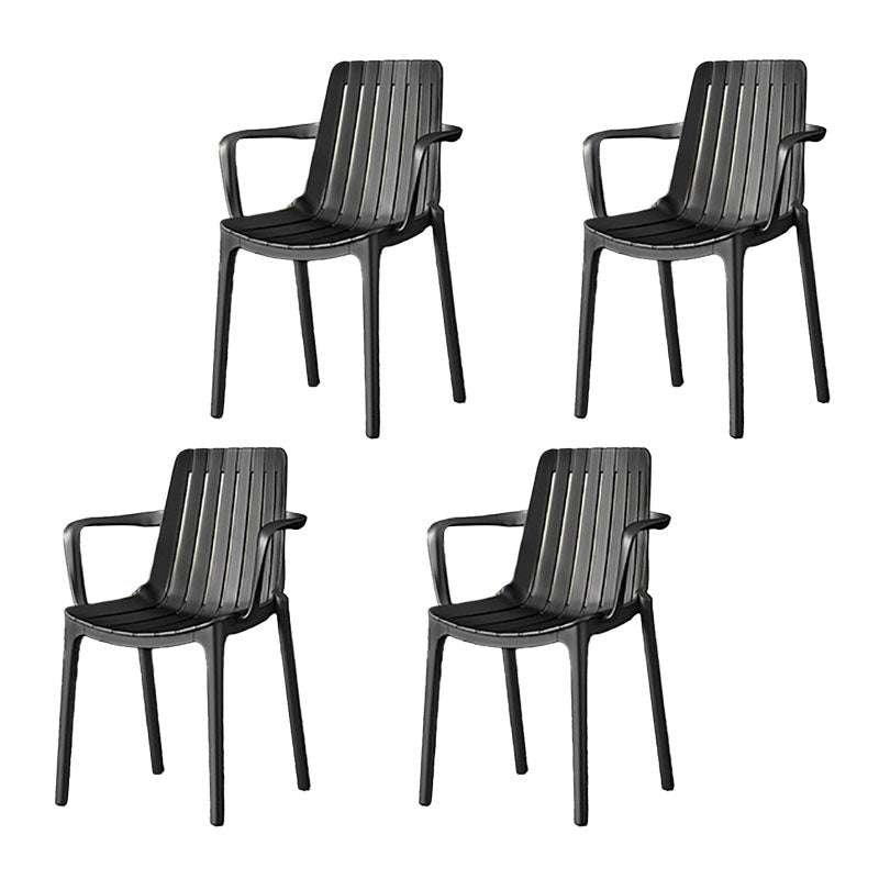 Contemporary Style Stackable Chairs Dining Plastic Arm Chair for Kitchen Black 4 Piece Set Clearhalo 'Dining Chairs' 'Dining Tables & Seating' 'dining_chair' 'furn' 'furn_dining_chair' 'Furniture' 'furniture_dining_chair' 'Kitchen & Dining Furniture' 4864056